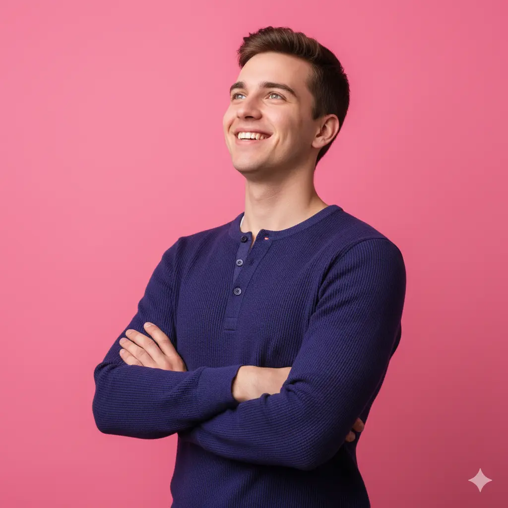 Person confidently posing for interview success